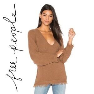 Free People Oversized Brown Wool Linen Sweater Size Small